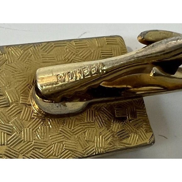 Tie Clip Cuff Links Vintage Pioneer Rustic Pine Cone Outdoors Nature Gold Tone - Picture 6 of 6